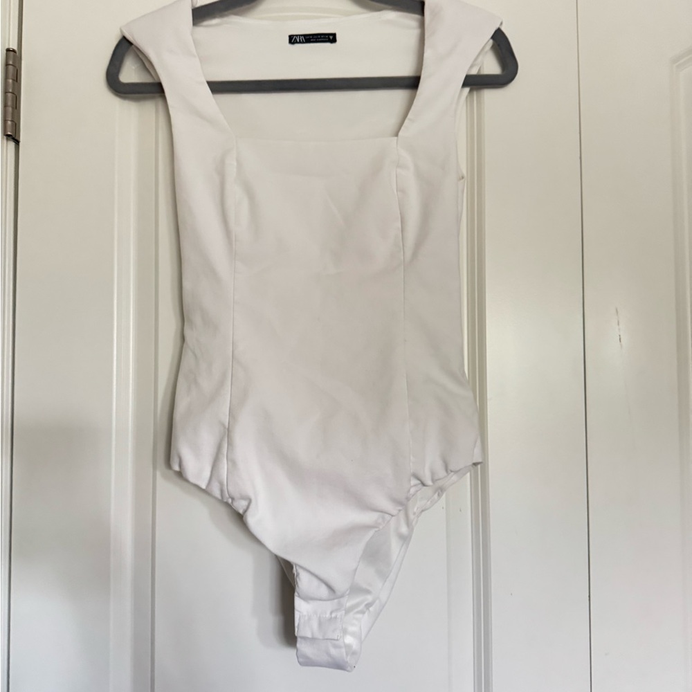 Zara White Bodysuit One Piece Sleeveless Design